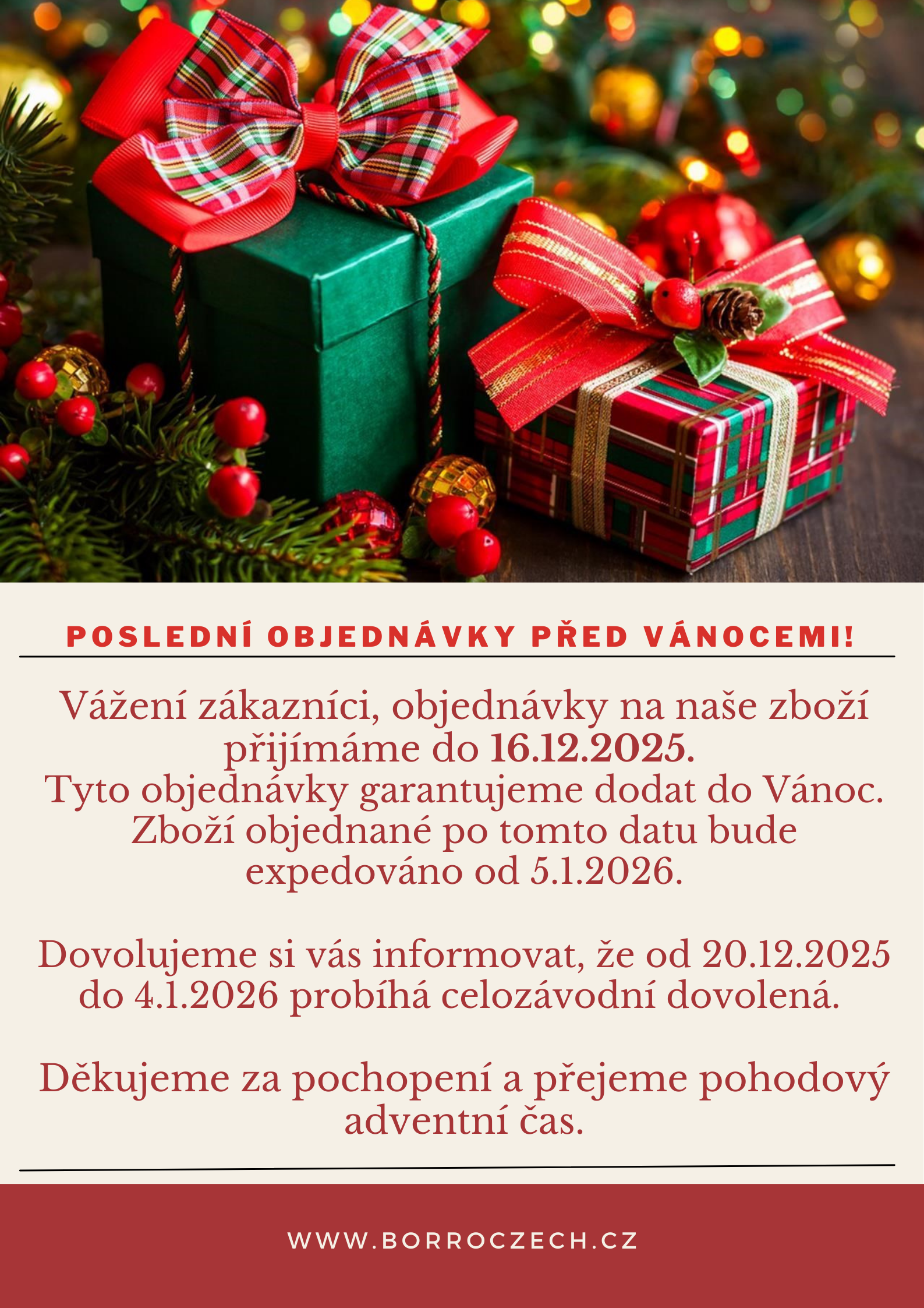 Otevírací doba na přelomu roku