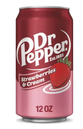 Dr. Pepper Strawberries & Cream Originální chuť, dovoz z USA. UPOZORNĚNÍ: Toto zboží může být dočasně vyprodané. O aktuální možnosti odběru se prosím informujte na tel. +420 725 452 600 nebo e-mail borro@seznam.cz 