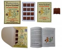 Čokoládová knihovna Kvalitní belgická čokoláda, hmotnost 60g, součástí je knížka (Malý princ, Povídání o pejskovi a kočičce, Zlatá kniha pohádek).   