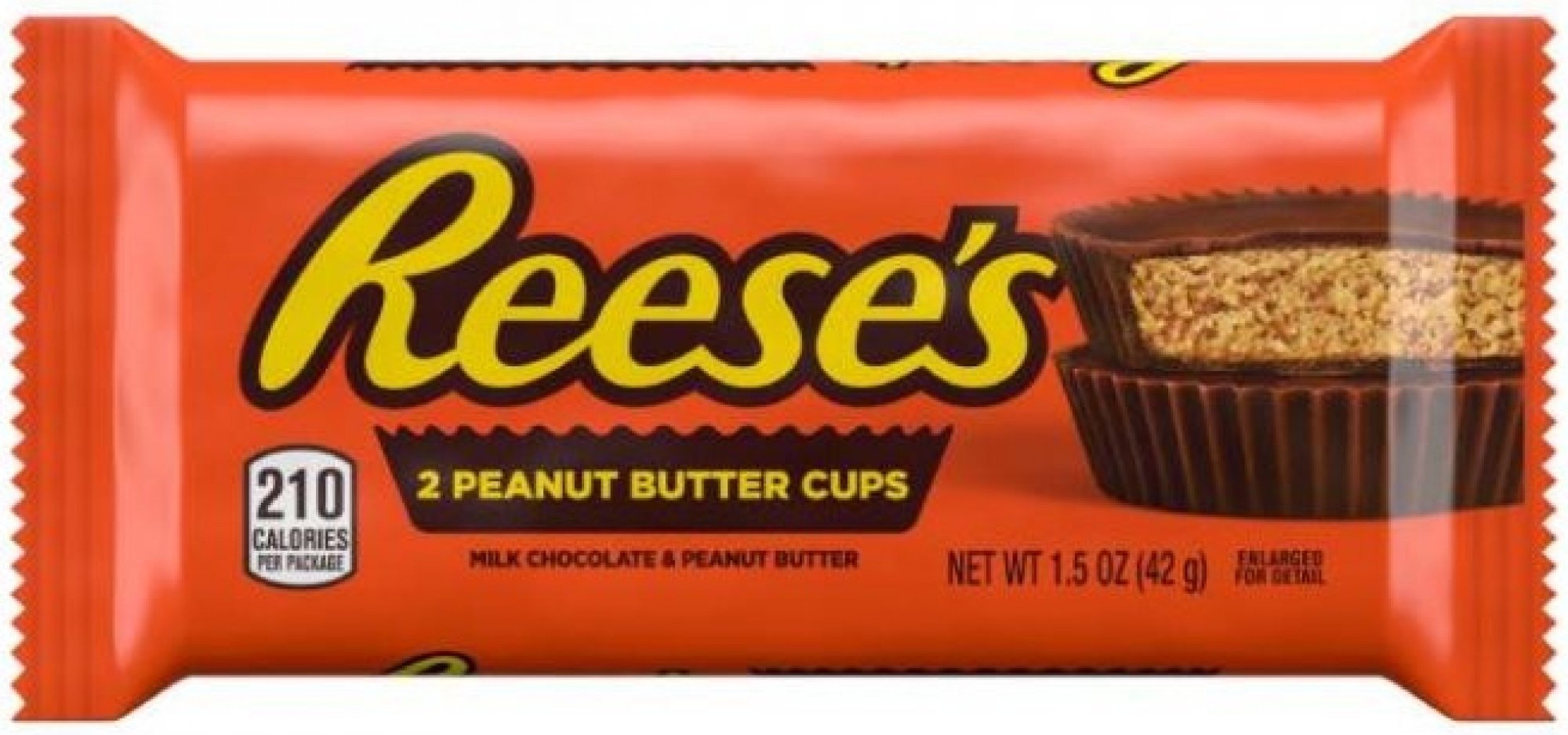 Reeses 2 peanut butter cups 42 g Popis: Reeses košíčky z mléčné čokolády plněné arašídovým máslem
Složení: čokoládová poleva (cukr, kakaové máslo, kakaová hmota, odtučněný mléčný prášek, mléčný tuk, laktóza  ...