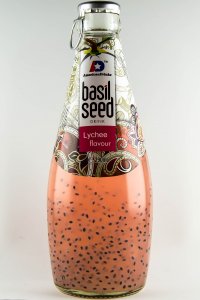 Lychee flavor Basil Seed Jedná se o nealkoholický nápoj s bazalkovými semínky s příchutí lyči. Dovoz Vietnam. 